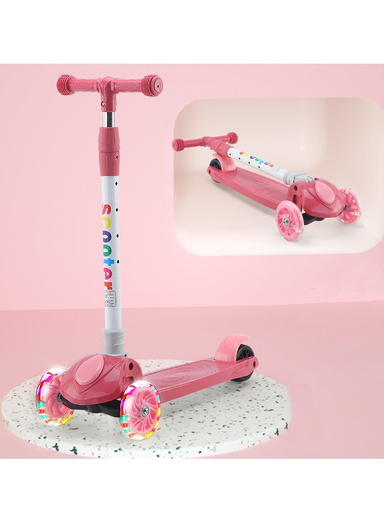 سكوتر للأطفال الصغار، سكوتر ركل للأطفال، 3 عجلات مضيئة LED وسطح مضاد للانزلاق، يمكن التحكم به بالميل، 4 ارتفاعات قابلة للتعديل للأطفال من سن 3 إلى 12 عامًا للأولاد والبنات - Image 1